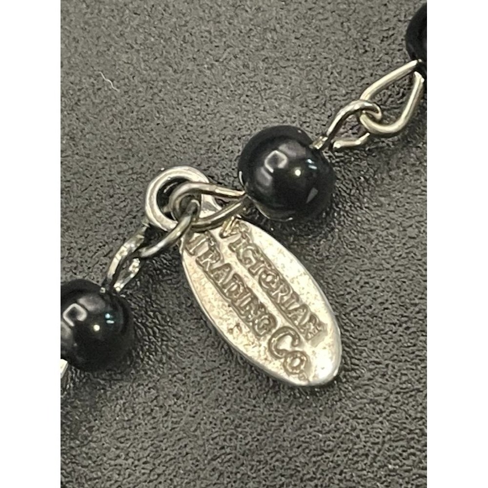 Victorian Trading Company Black Glass Small Beaded Necklace Length 15.50 Inches